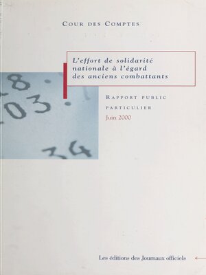 cover image of L'Effort de solidarité nationale à l'égard des anciens combattants